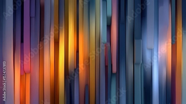 Fototapeta Abstract Vector Vertical Lines with Fluid Gradient Stripes Seamless Pattern 3D Render
