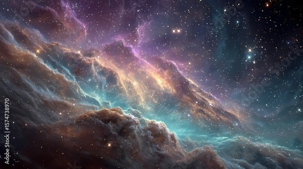 Fototapeta Colorful Space Galaxy Cloud Nebula Starry Night Cosmos Universe Science Astronomy Supernova Background Wallpaper
