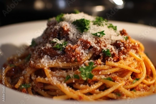 Obraz Spaghetti bolognese with parmesan.