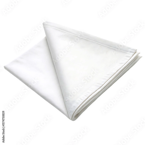 Fototapeta A neatly folded white cloth napkin for table setting isolated on a transparent background png