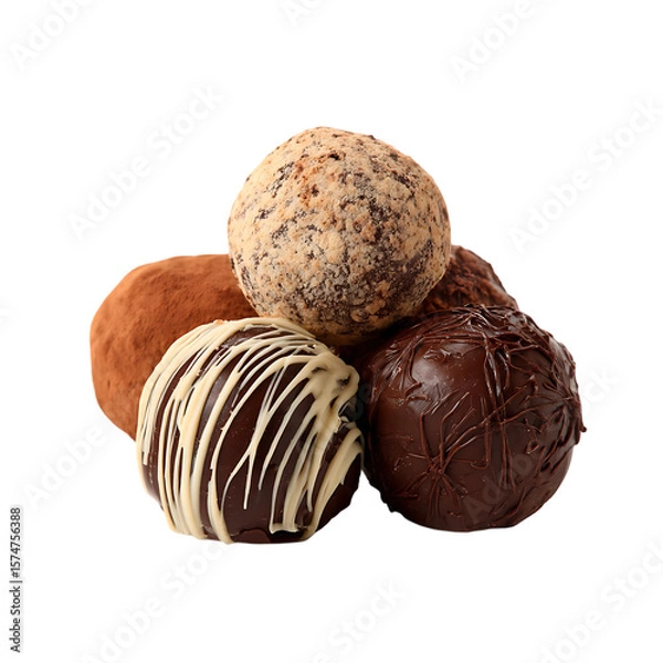 Fototapeta Assorted Gourmet Chocolate Truffles with Diverse Coatings in an Elegant Presentation