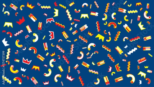 Obraz Vibrant 80s style geometric pattern. Vector for abstract background, presentation, website, and creative poster.