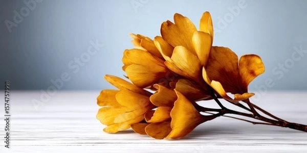 Obraz Delicate flower on a table surrounded by soft pastel tones in a professional studio depth of field shot captured with high fidelity