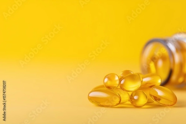 Obraz Captivating image of a bottle of pills in a soft focus with pastel tones showcasing the essential elements of health and wellness