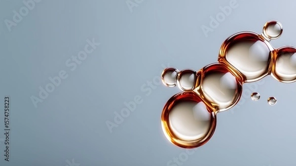 Obraz Close-up of a single liquid droplet magnified against a soft pastel background highlighting the beauty of nature and fluidity in science