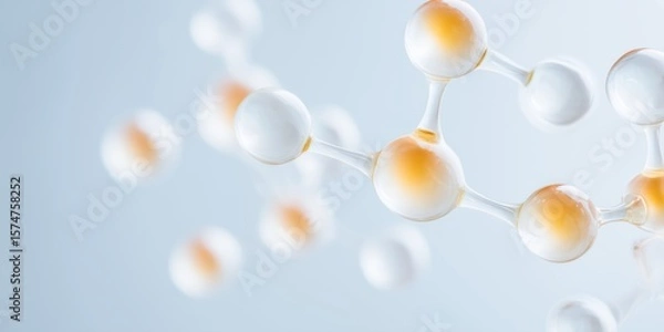 Obraz Enlarged view of an intricate molecule composed of numerous spheres displayed in a soft pastel background emphasizing scientific complexity