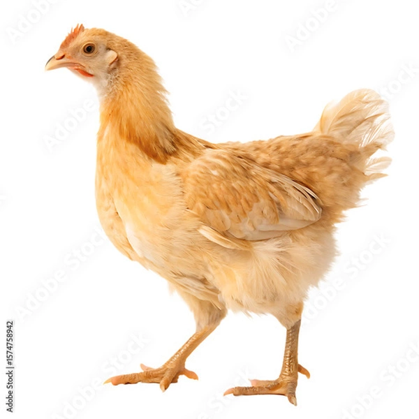 Obraz A single domestic light brown hen, a common farm bird, isolated on a transparent background png