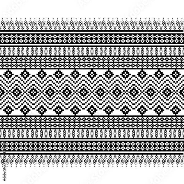 Obraz Geometric Black and White Woven Textile Motif