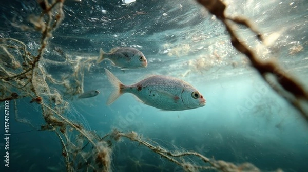 Obraz Fish Entangled in Ocean Debris