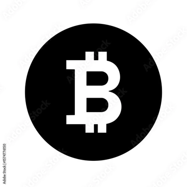 Obraz bitcoin logo vector isolated on black circle