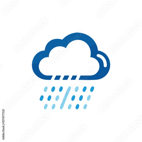 Obraz Cloudy weather icon featuring a stylized cloud with rain droplets, illustrating a rainy day concept, perfect for weather-related designs and applications
