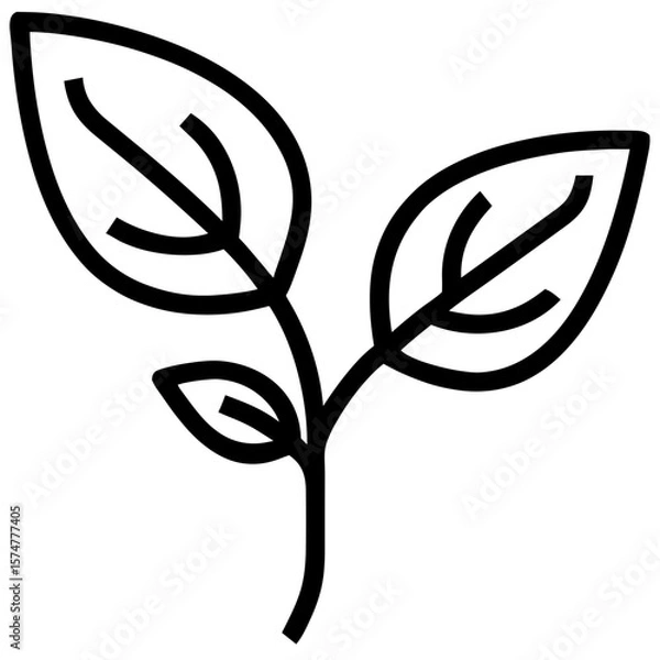 Obraz Abstract illustration of green leaves with intricate line patterns, showcasing nature's beauty and organic forms, ideal for eco-friendly design projects and environmental themes