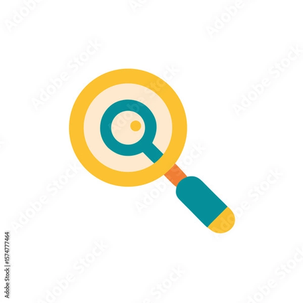 Obraz Magnifying glass illustration with vibrant colors, showcasing the concept of search, discovery, and exploration in a creative and engaging visual style for various applications