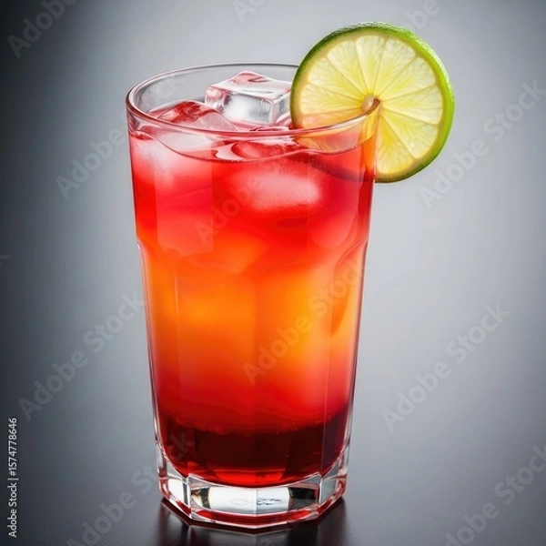 Fototapeta cocktail with ice and lemon By Generated AI