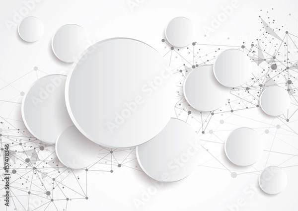 Fototapeta Paper circle communication background with drop shadows. Vector illustration