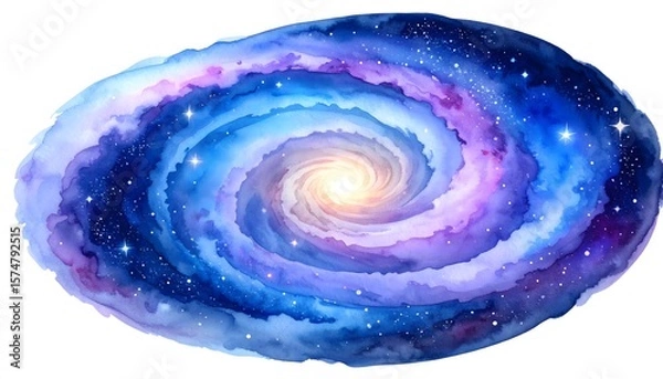 Obraz Vibrant Cosmic Spiral Galaxy Artwork with Glowing Center and Star-Filled Universe