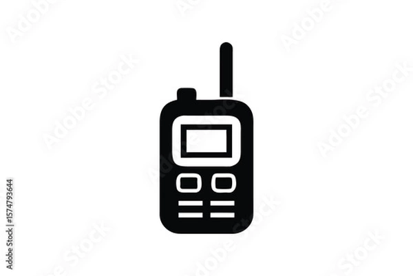 Fototapeta Simple black silhouette icon of a vintage two way radio communication device on a white background