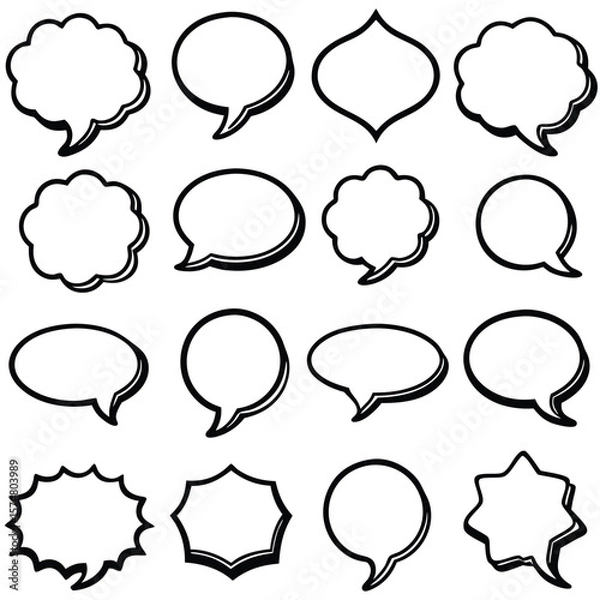 Obraz Collection of various cartoon speech bubbles