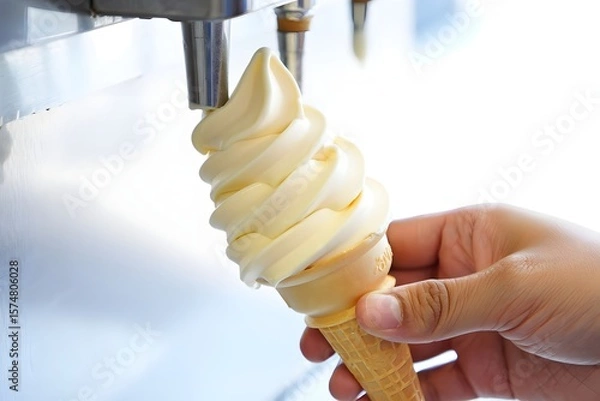 Fototapeta The Perfect Vanilla Soft Serve Swirl in Action