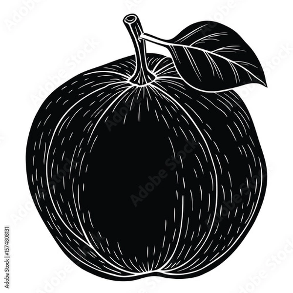 Obraz Flat Vector Quince Fruit Silhouette Square Rounded Design