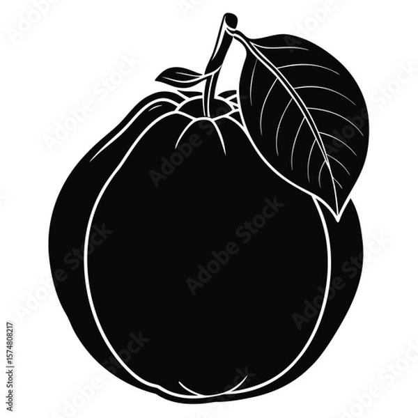 Obraz Flat Vector Quince Fruit Silhouette Square Rounded Design