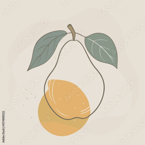 Obraz Flat Vector Quince Fruit Silhouette Square Rounded Design