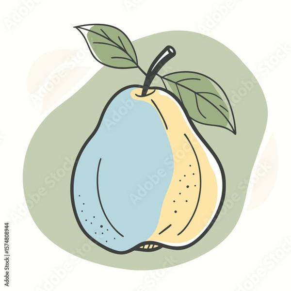 Obraz Flat Quince Fruit Silhouette Square Rounded Design Element