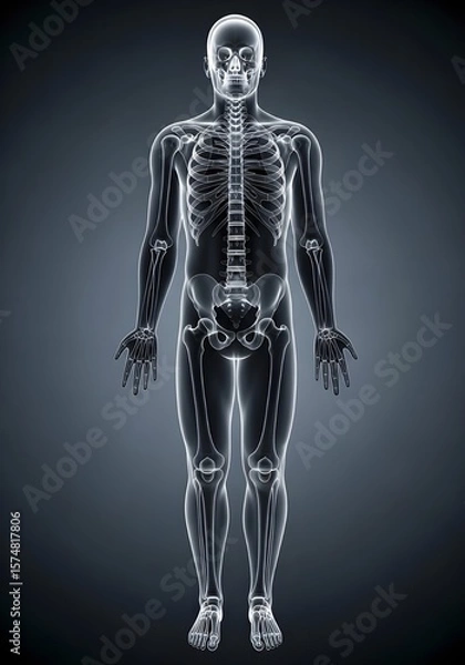 Fototapeta Digitally Generated X-Ray Style Full-Body Human Skeleton