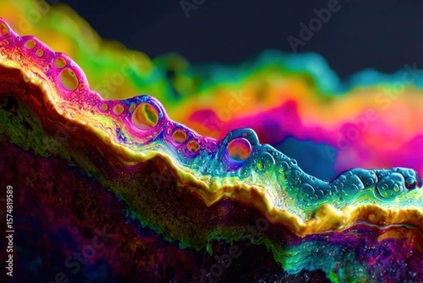 Fototapeta A colorful, abstract painting of a rock with a rainbow of colors