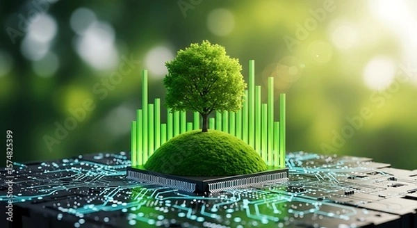 Fototapeta Sustainable Technology Growth Symbolizing Environmental Innovation and Future Prosperity