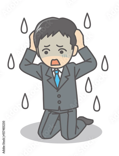 Obraz 頭を抱えるスーツの男性