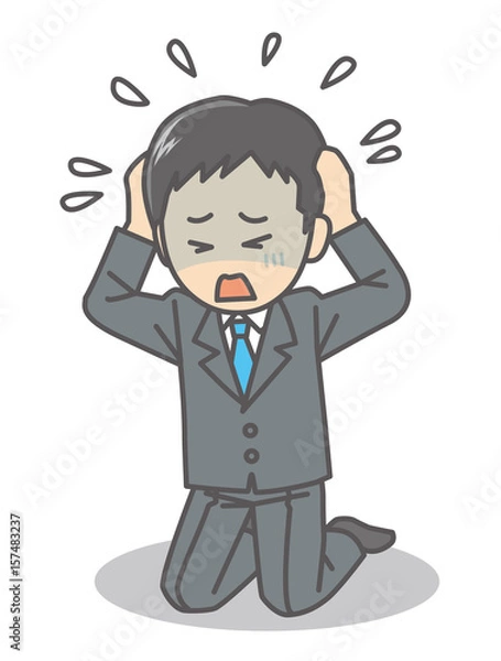 Obraz 頭を抱えるスーツの男性