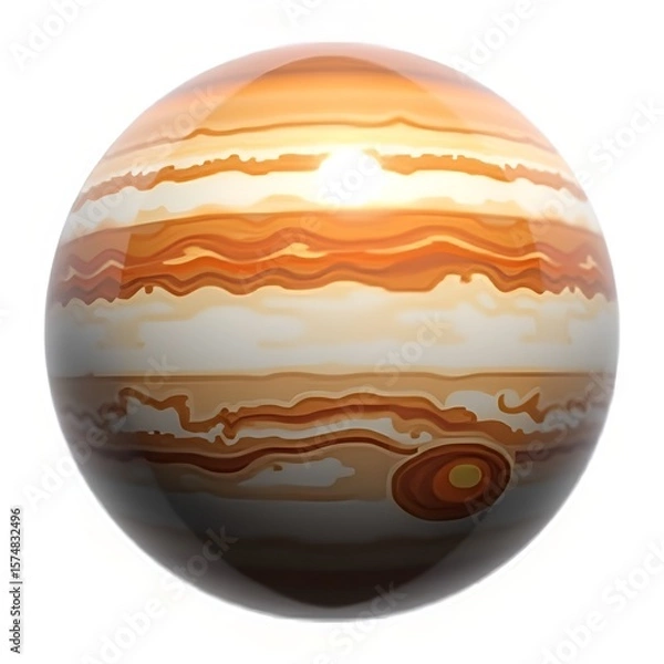 Obraz Jupiter Planet Globe with Great Red Spot Isolated on White or Transparent Background