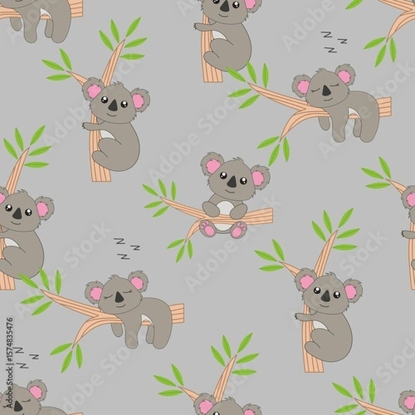 Obraz seamless pattern with funny koala animal