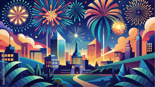 Obraz fireworks in the city