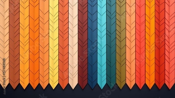 Fototapeta A vibrant collection of chevron patterns in various colors, perfect for design projects and creative inspiration.
