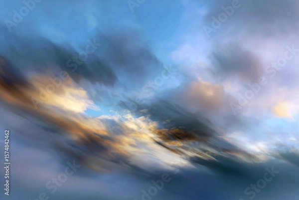 Fototapeta Abstract motion blur of colorful clouds at sunset creating a dynamic and dreamy sky scene