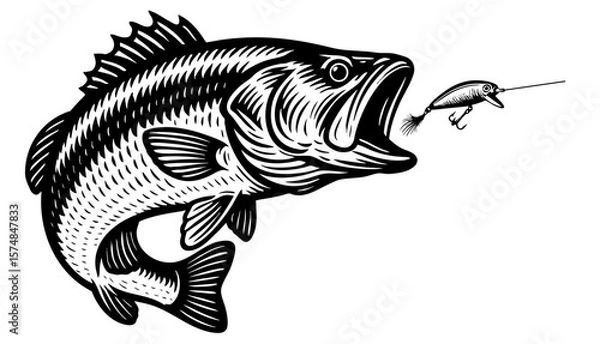 Obraz Largemouth Bass Vector with lure