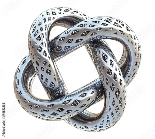 Fototapeta A silver chain with a diamond shape