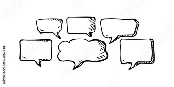 Fototapeta Mega Set of Hand Drawn Speech Bubbles Sketch in Various Colors on transparent background mega icon set featuring hand drawn speech bubbles and balloons variety colors