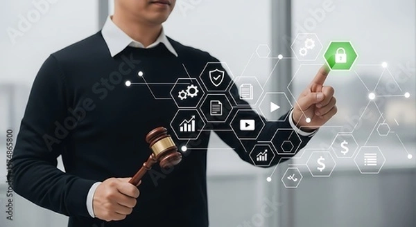 Fototapeta Digital Security and Legal Compliance in a Tech Driven World Analyzing Cyber Protection Measures