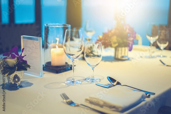 Obraz Romantic dinner setting  with process Vintage style