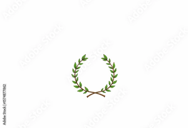 Obraz Olive branch wreath in minimalist style on white background  