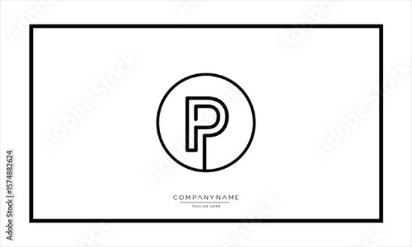 Obraz Alphabet letters P or PP logo monogram