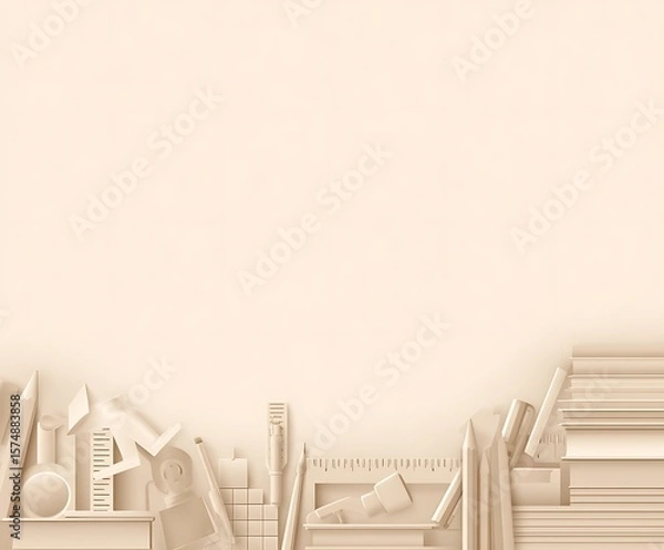 Obraz Monochromatic learning supplies on light background