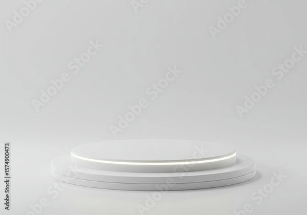 Obraz Minimalist presentation stage with illuminated ring on a clean surface for product display showcase