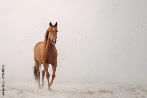 Obraz horse brown color outdoor, copy space, symbol of 2026 year, strength