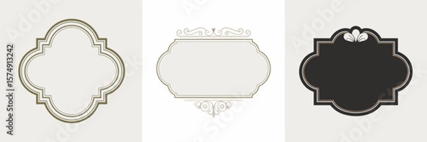 Obraz Trio of elegant vector frames in gold, black, and white – Suitable for print templates, gallery decor, or minimalist design projects
