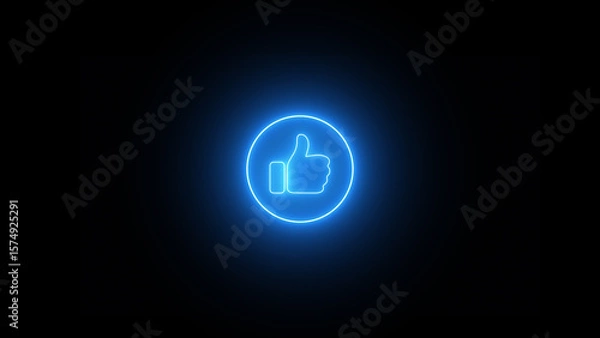 Obraz The neon-like icon. .neon like icon 4k illustration on black background.