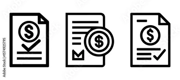 Fototapeta Payment Done Document Set, vector illustration